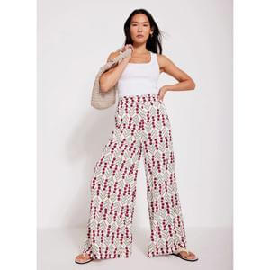 Mint Velvet Neutral Floral Print Wide Leg Trousers